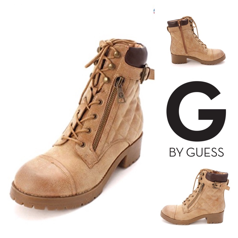 50% OFF MOVING SALE G by GUESS Martha Cap Toe Ankle Combat Boots 2” Block Heel